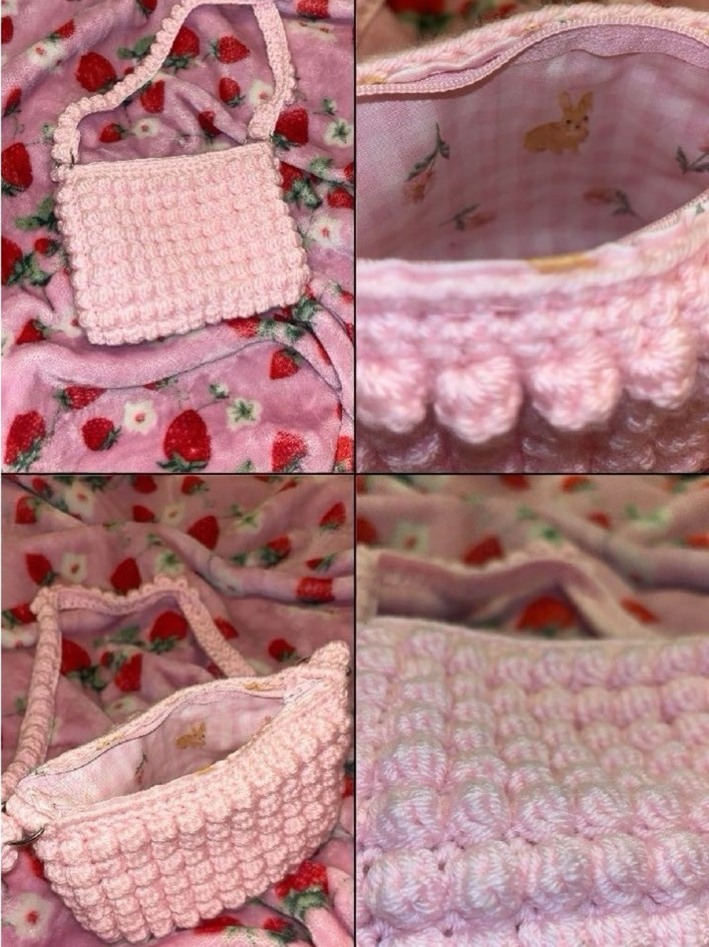 Handmade Pink Crochet Shoulder Bag